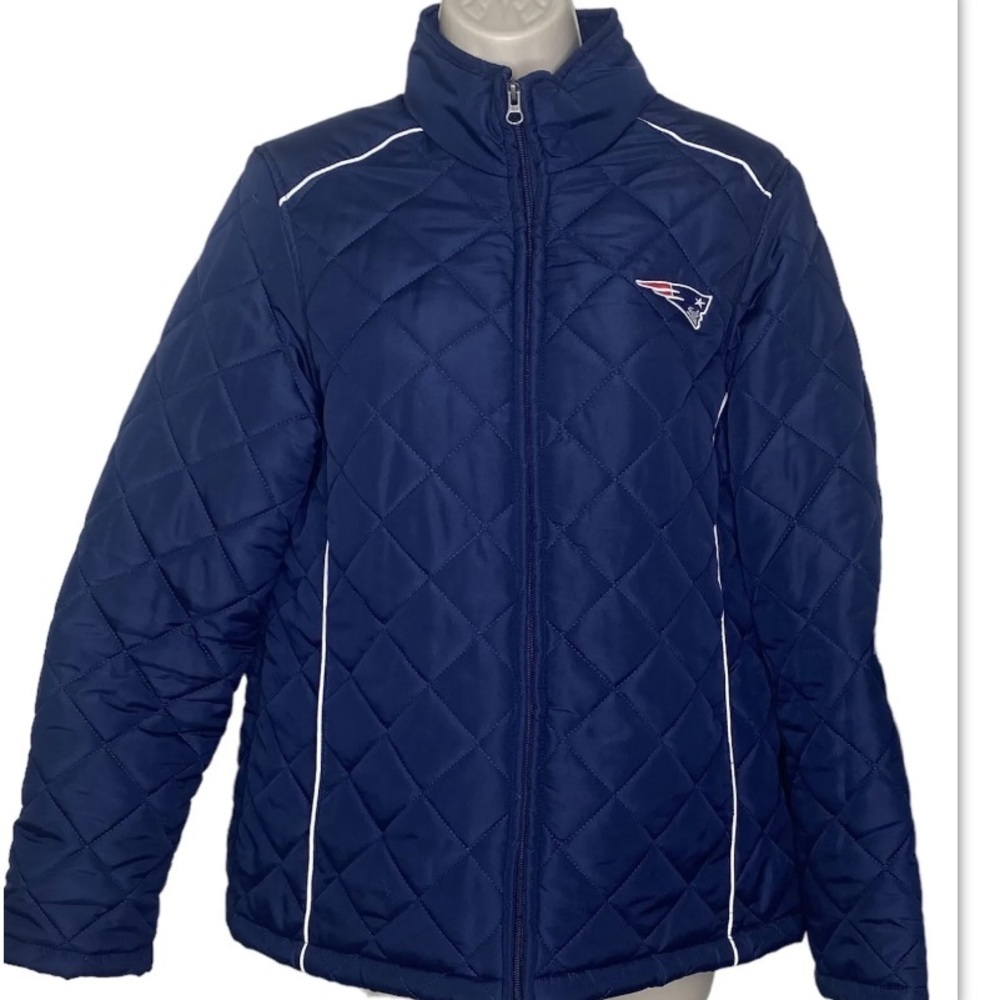 NFL Team Apparel Women’s Puffer Quilted Coat L Navy Blue Full Zip Collared